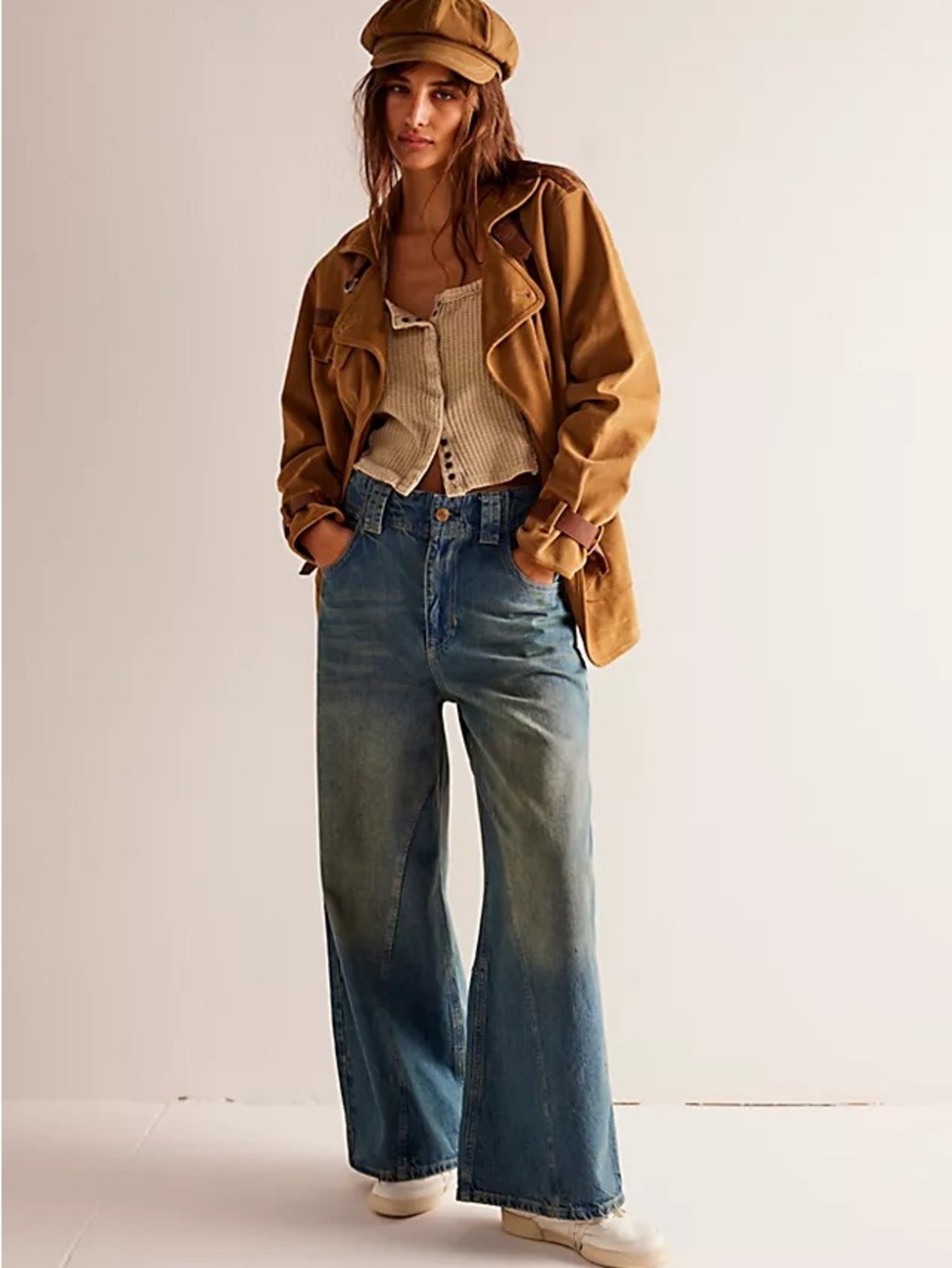 We The Free Chill Vibes Dropped Waist Wide Leg Jeans Size 29 NWT